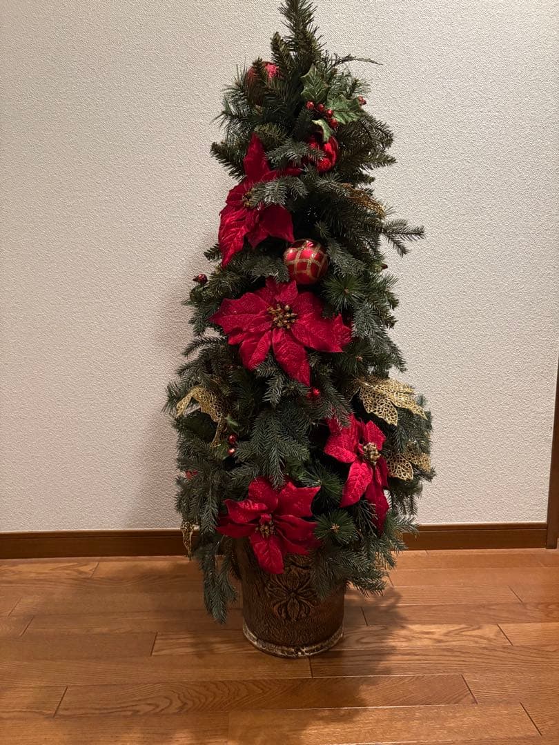 新品　クリスマスツリー ポインセチア付き 約150cm 直接引取り希望