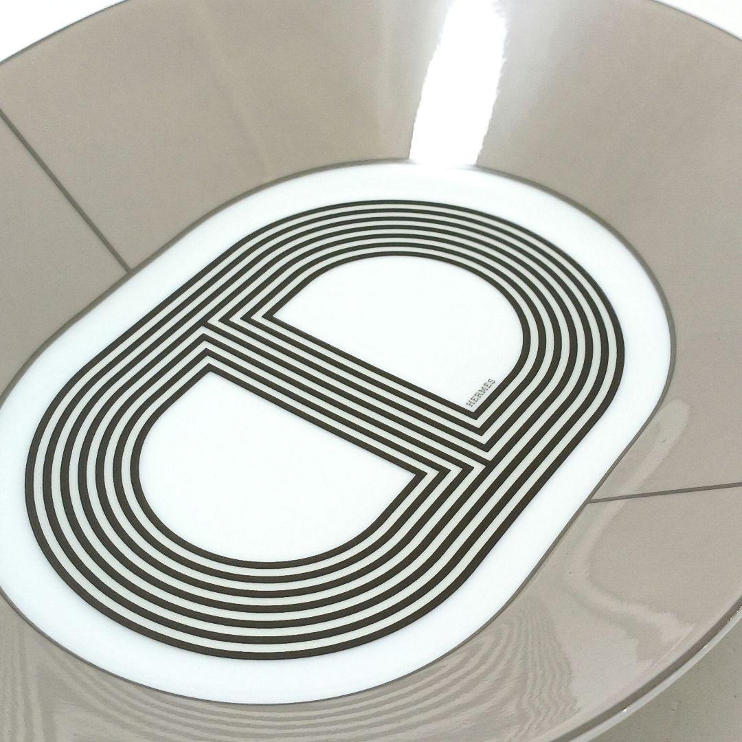 Y2061-1 エルメス ラリー24 オーバル プレート グレー 2枚セット