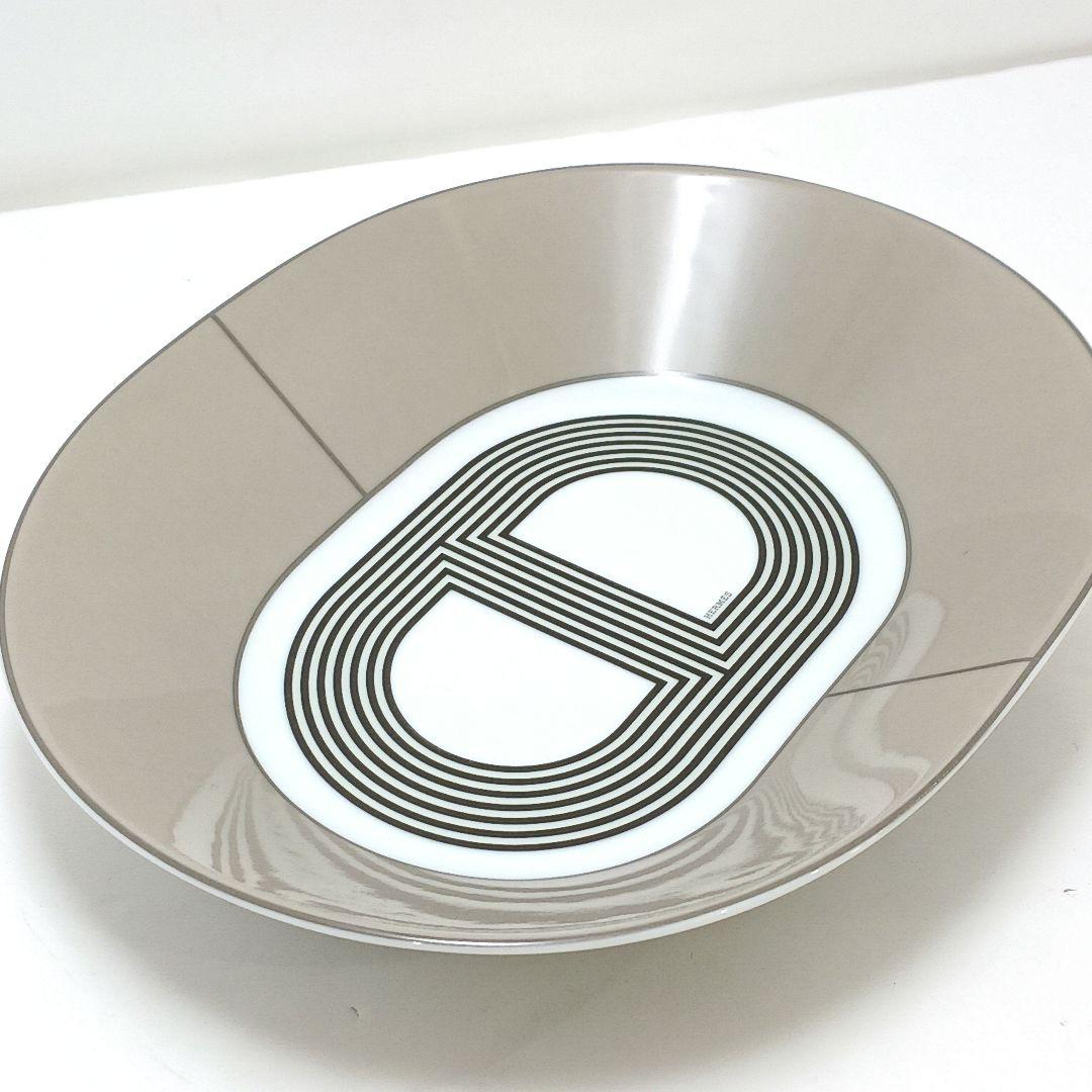 Y2061-1 エルメス ラリー24 オーバル プレート グレー 2枚セット