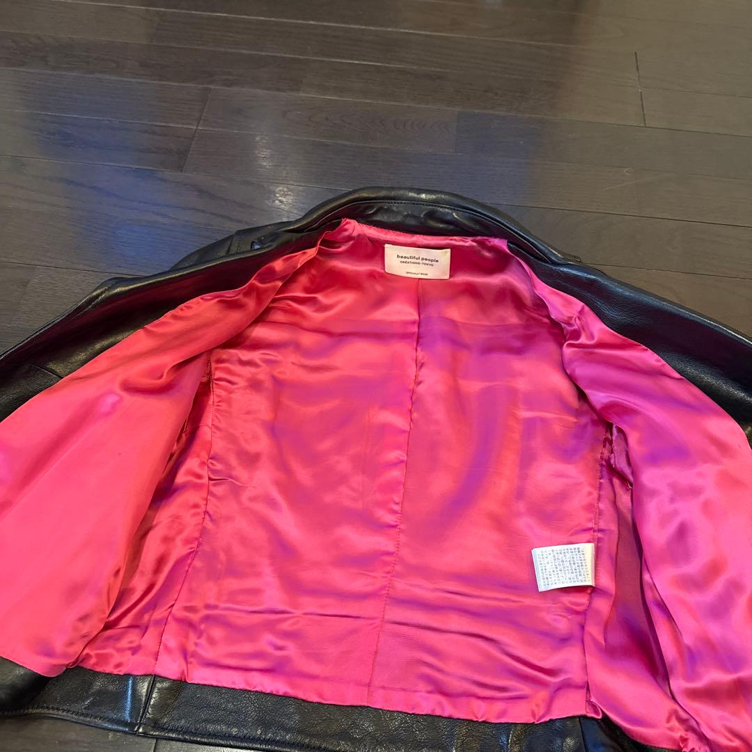 beautiful people ダブルライダースジャケット ブラック　別注