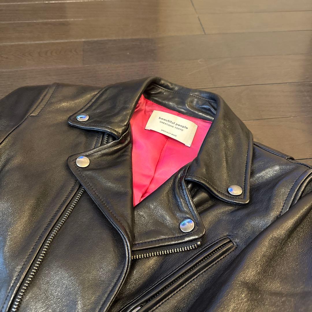 beautiful people ダブルライダースジャケット ブラック　別注