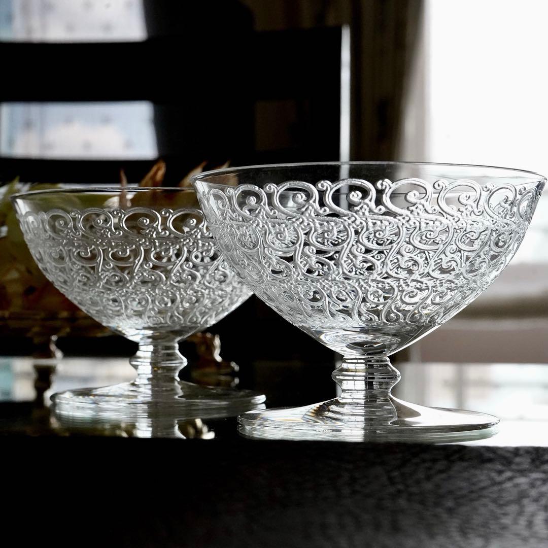 ★希少 オールドバカラ シャトーブリアン シャンパンクープ グラス ペア 極美品