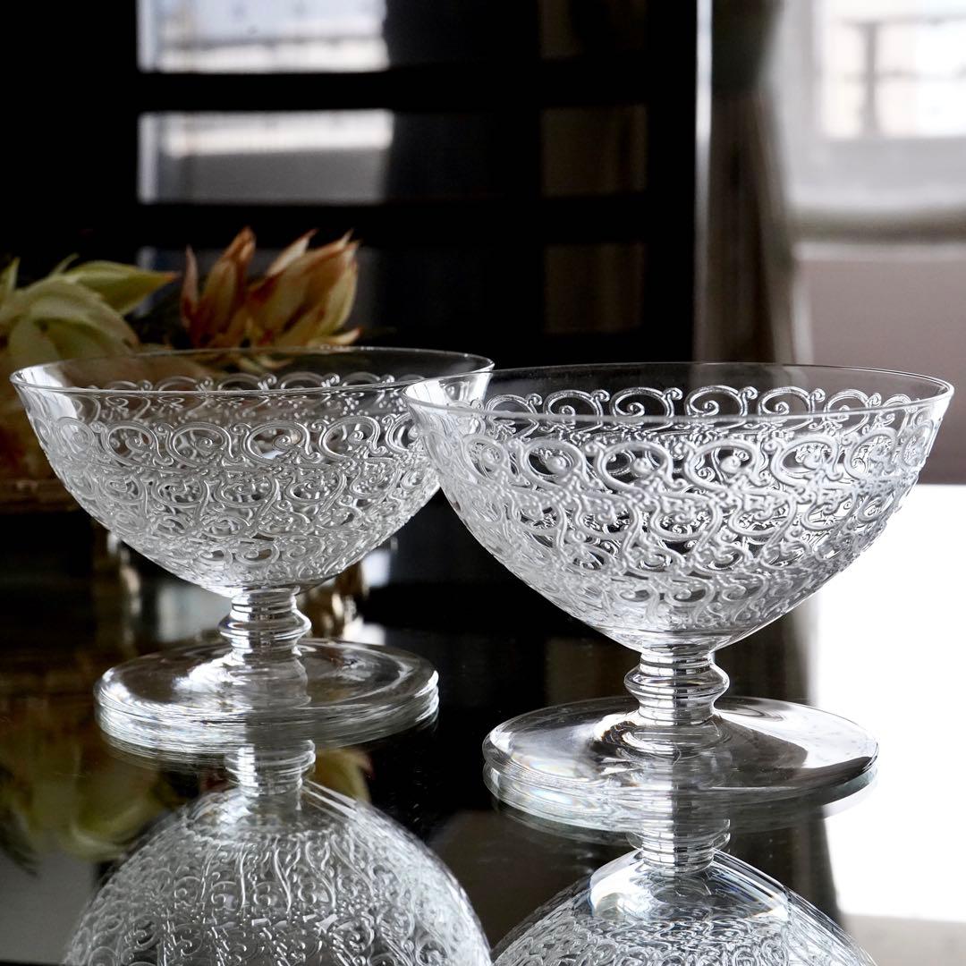 ★希少 オールドバカラ シャトーブリアン シャンパンクープ グラス ペア 極美品