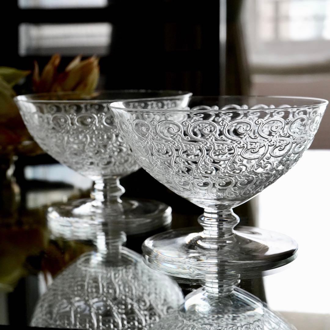 ★希少 オールドバカラ シャトーブリアン シャンパンクープ グラス ペア 極美品