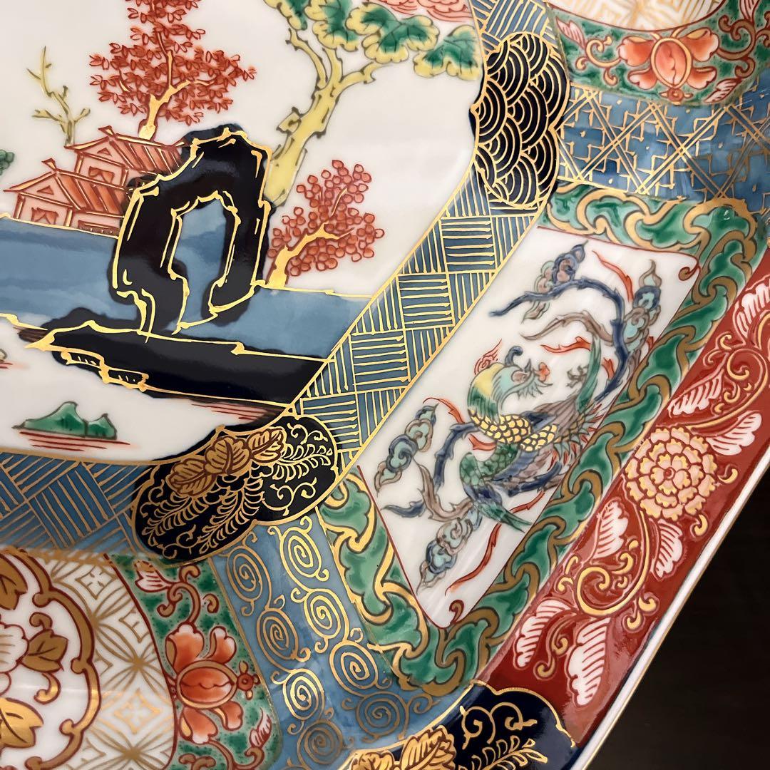⭐︎希少⭐︎ 有田焼　莘楽窯　錦色絵山水尺盛皿 31cm