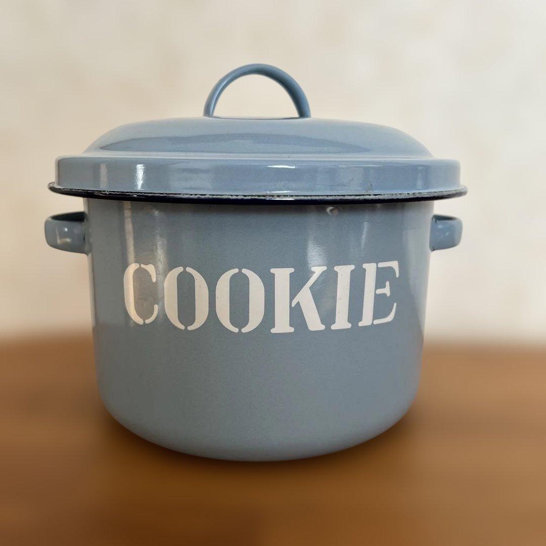 ホーローキャニスター セットBREAD FLOUR COOKIEアンティーク水色