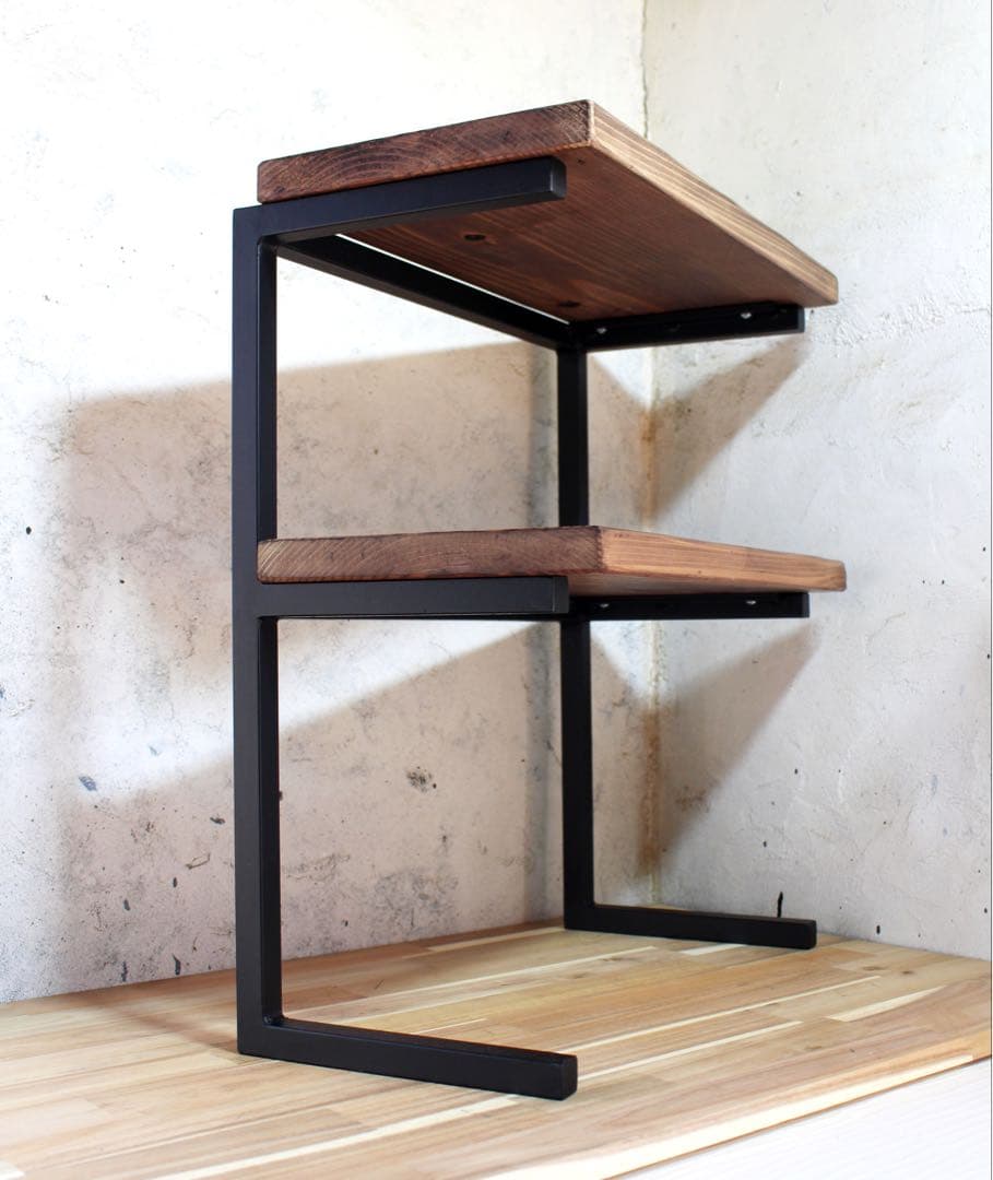 アイアン2段トースターラック、角パイプ仕様