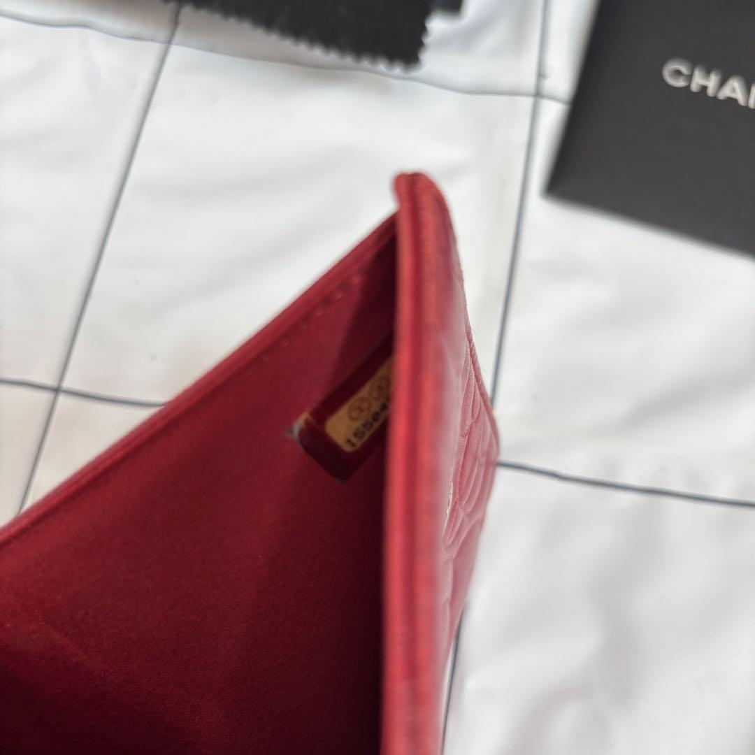 専用　【汚れあり】シャネル　折りたたみ財布　カメリア　赤