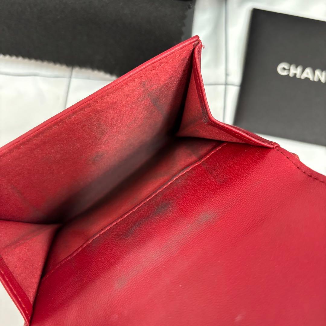 専用　【汚れあり】シャネル　折りたたみ財布　カメリア　赤