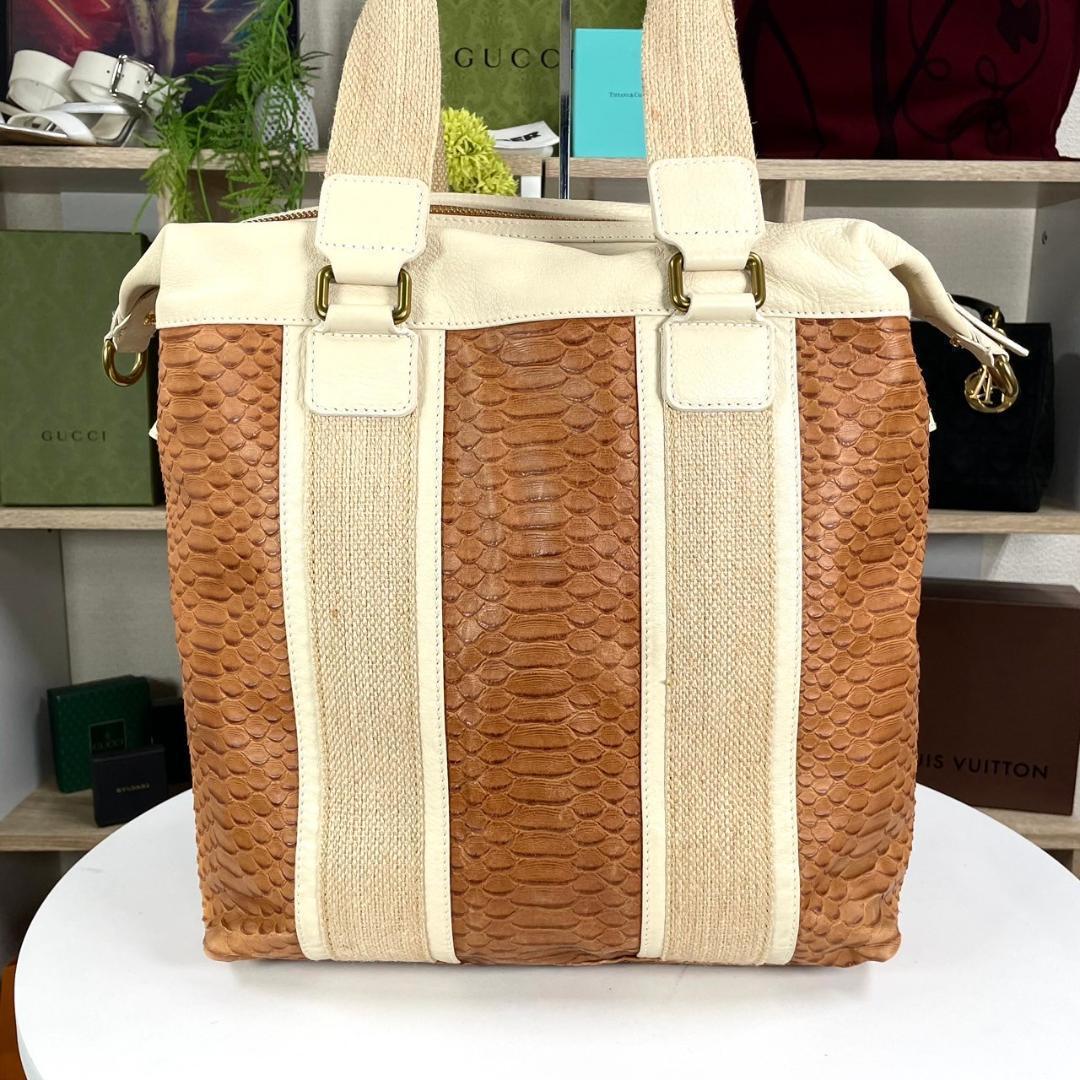 超美品 ETRO パイソン型押し レザー 2WAYバッグ