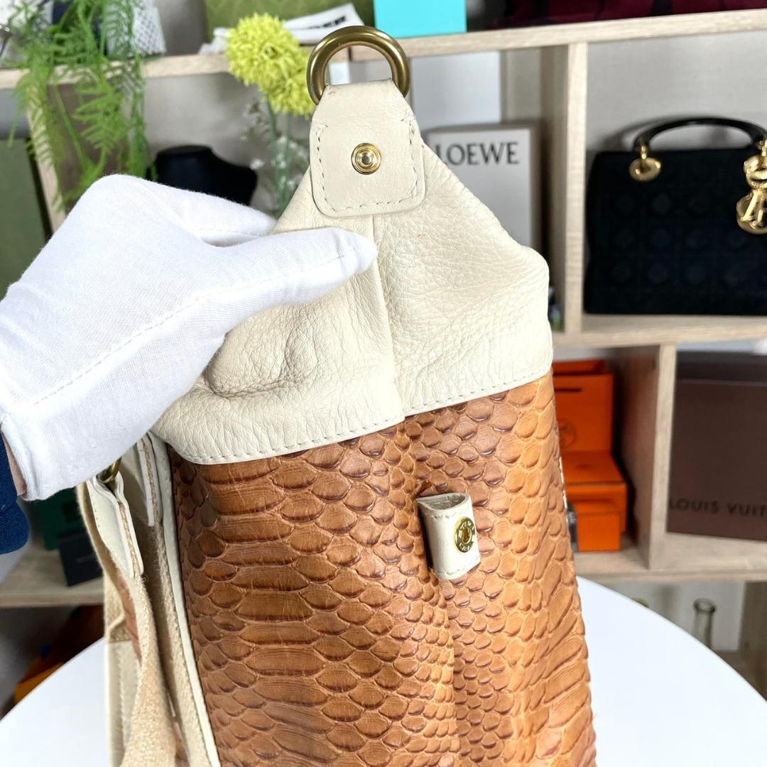 超美品 ETRO パイソン型押し レザー 2WAYバッグ