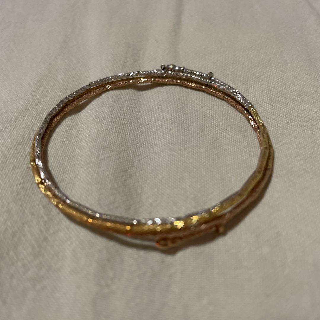 K18 18金スリーカラー ワイヤー ブレスレット バングル 5.0g