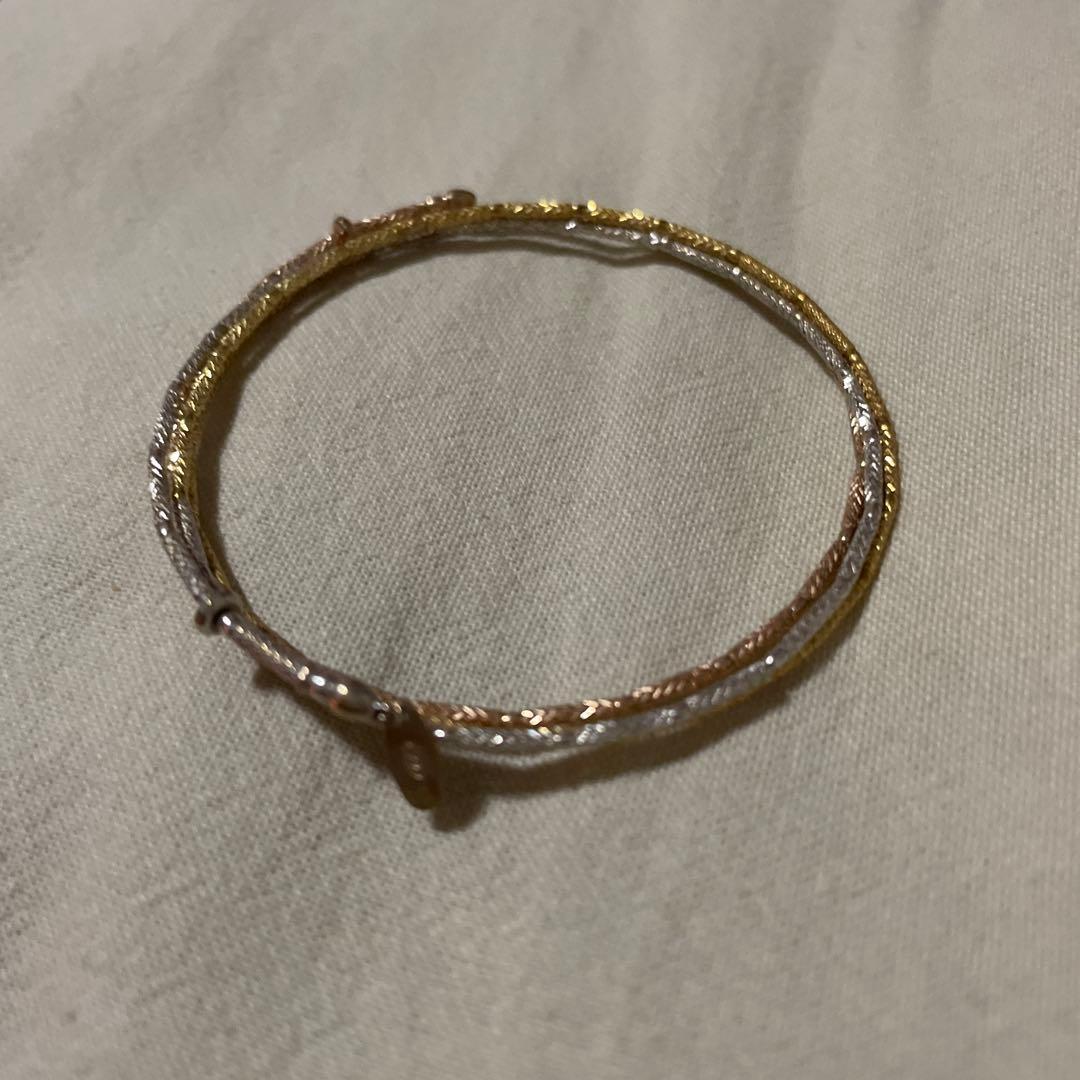 K18 18金スリーカラー ワイヤー ブレスレット バングル 5.0g