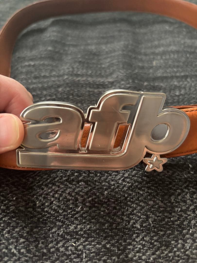 ブラウンレザー afb ロゴバックル ベルト 110