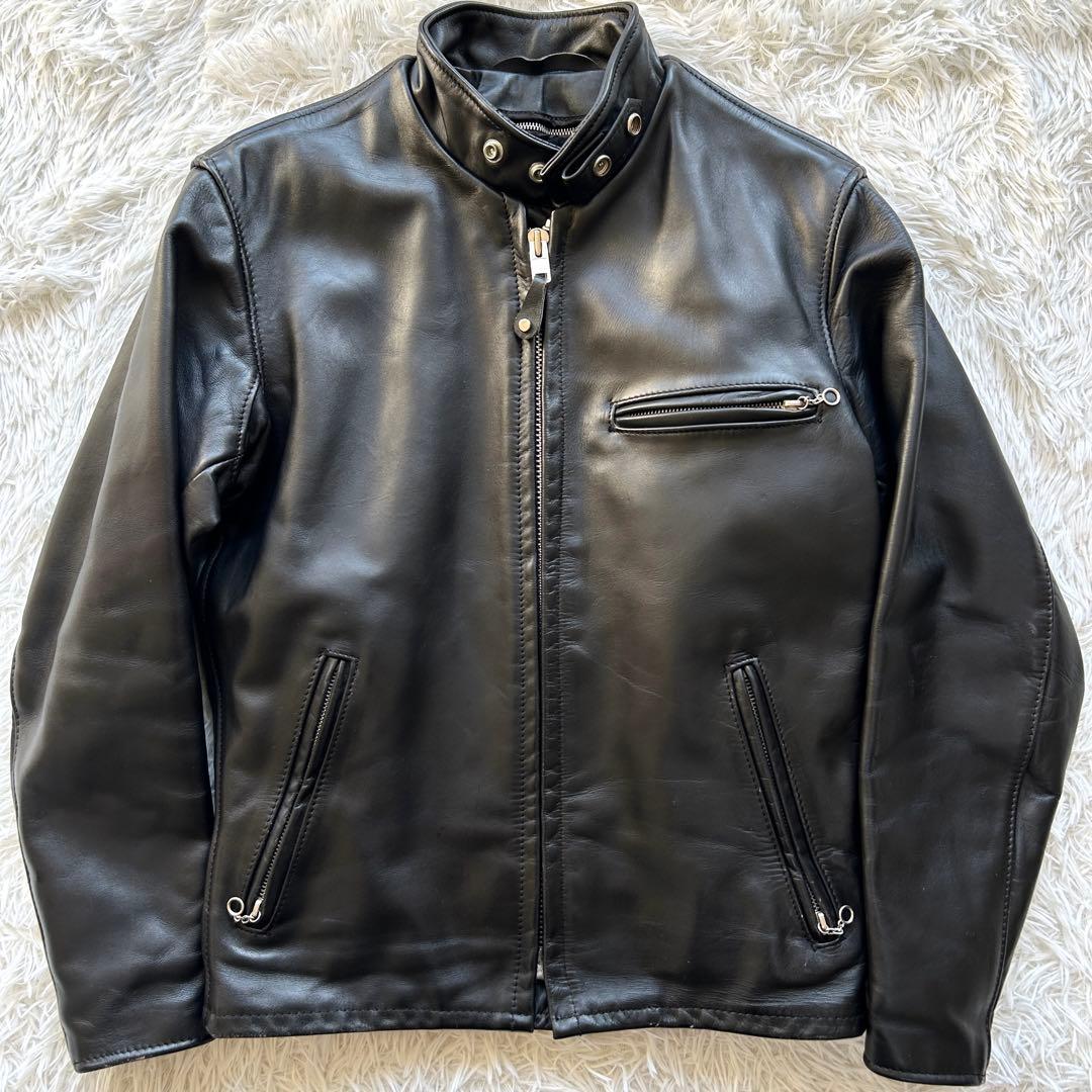 【極美品】ショット　シングル　ライダースジャケット　641 ブラック　M相当