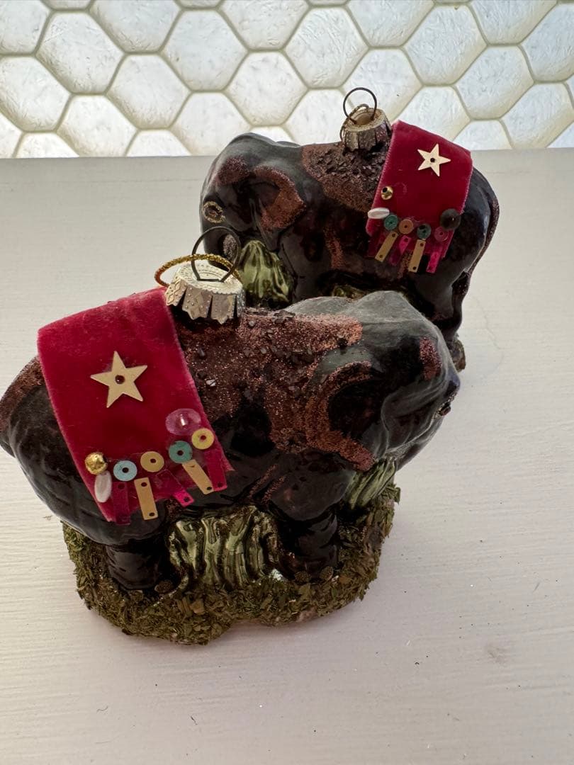 クリスマスオーナメント　ゾウ×2アッシュペーフランス購入