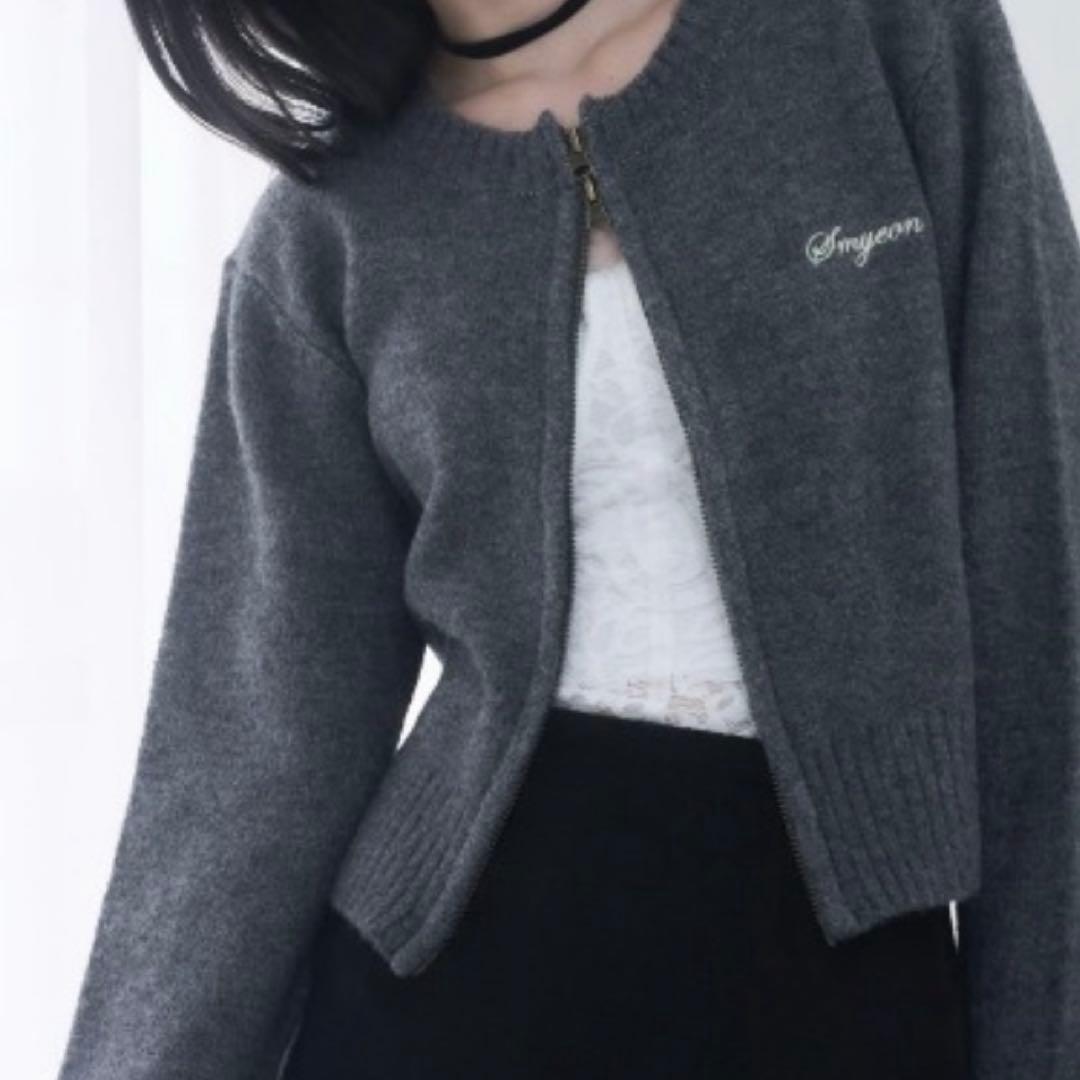 smyeon ダブルジップニット　グレー