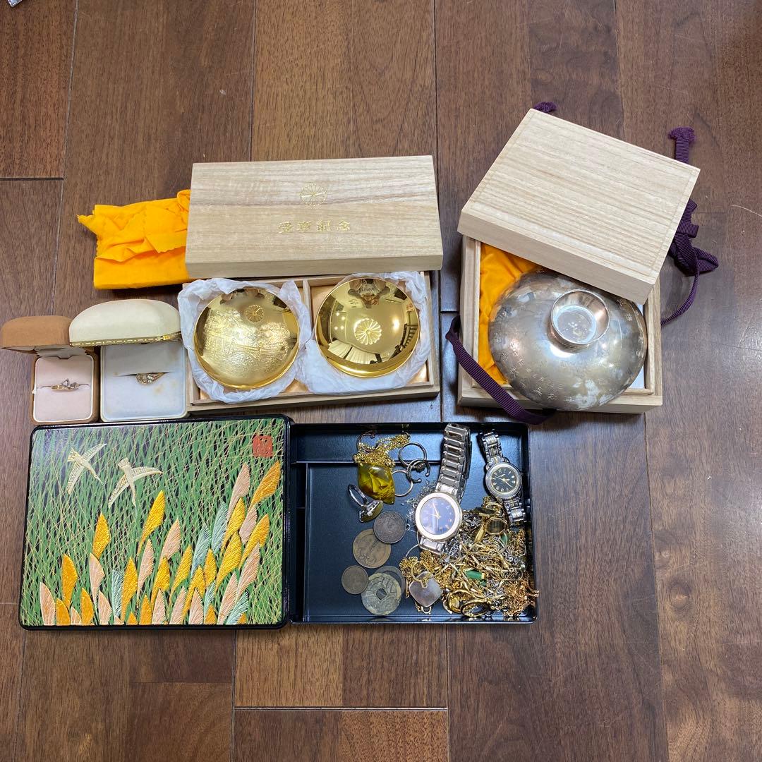 アンティーク雑貨セット 金の皿・リング・時計など