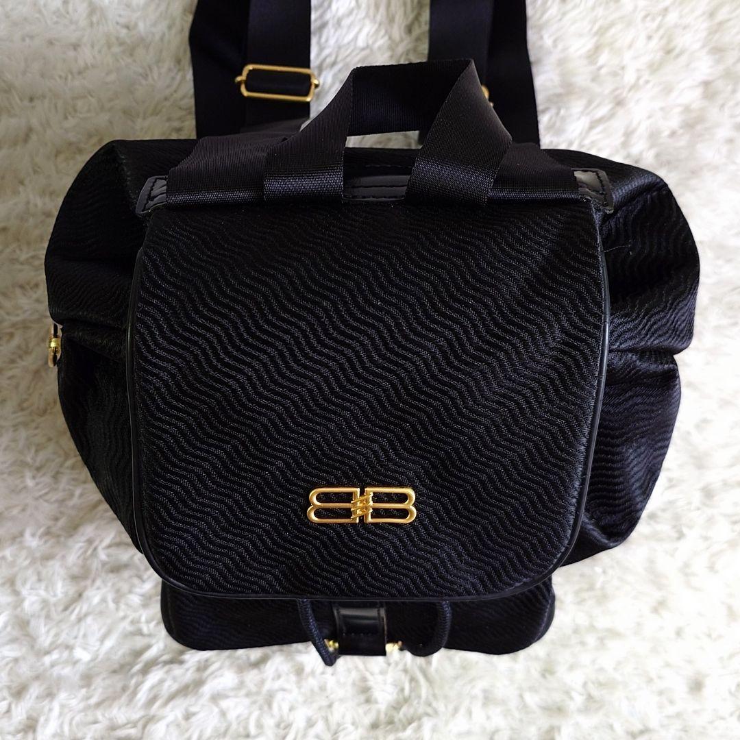 美品 バレンシアガ BB リュックサック バックパック ゴールド金具 ブラック