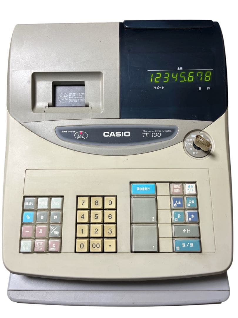 CASIO カシオ 電子レジスタ TE-100 通常動作確認済 鍵付き