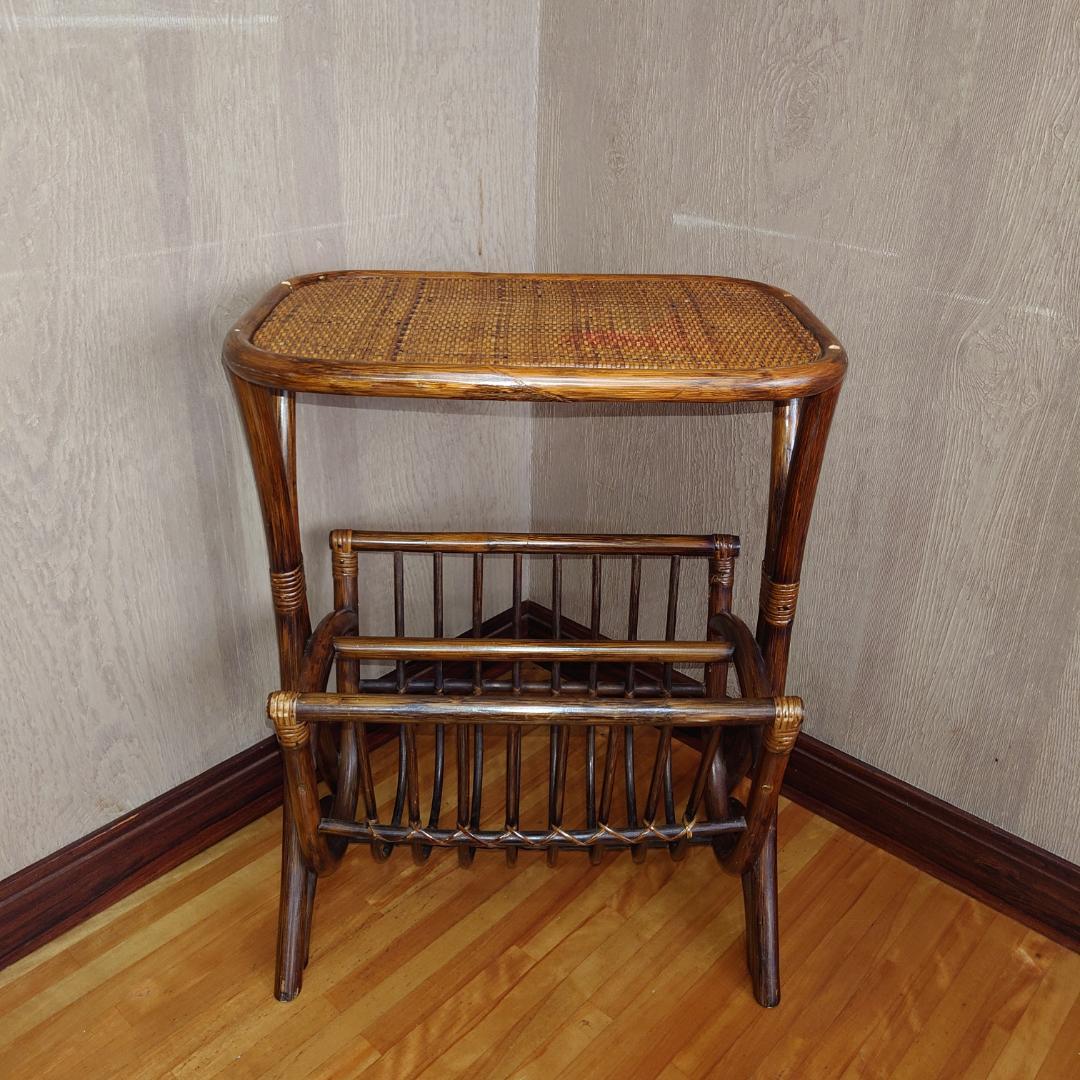 ラタン製マガジンラック ブラウン【匿名配送】