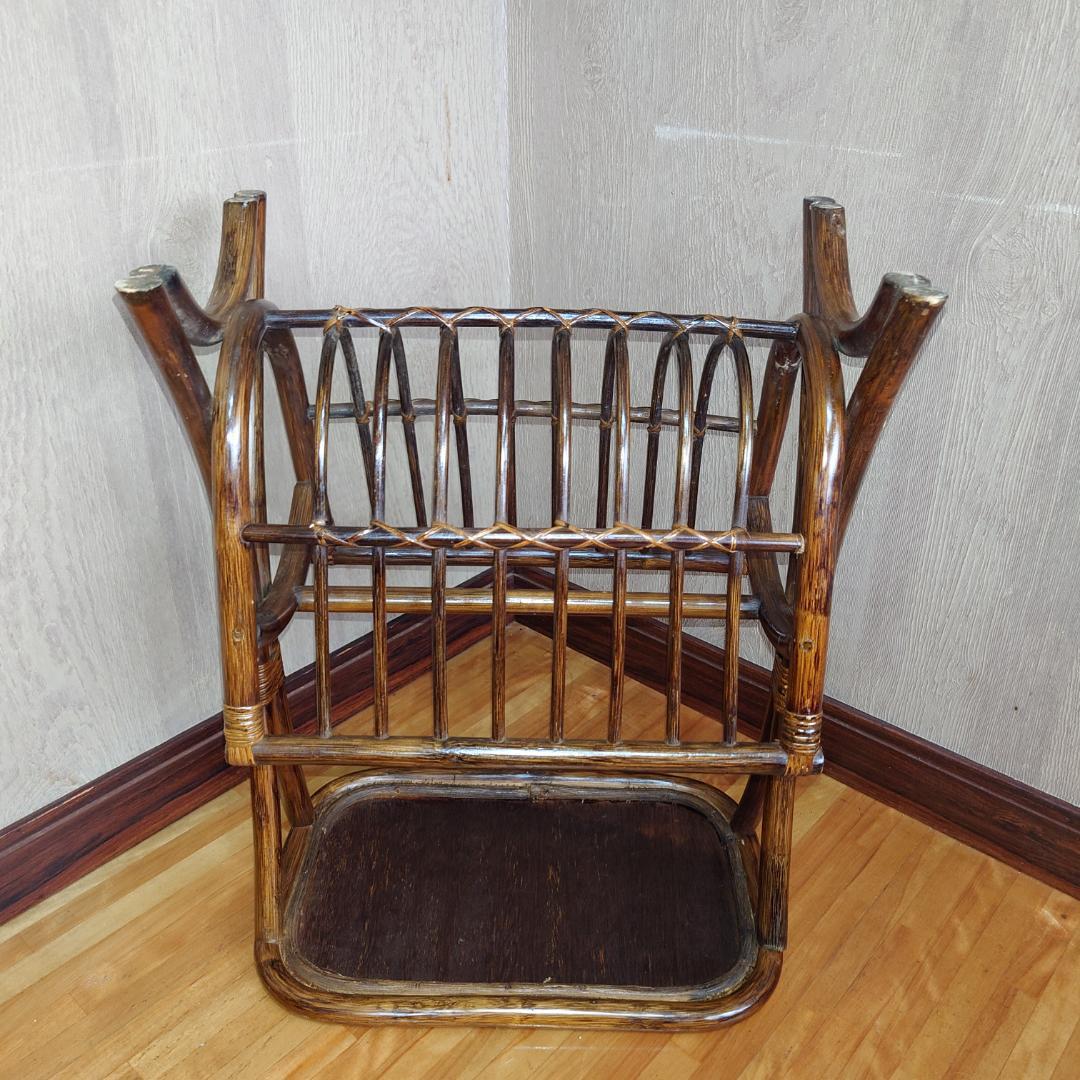 ラタン製マガジンラック ブラウン【匿名配送】