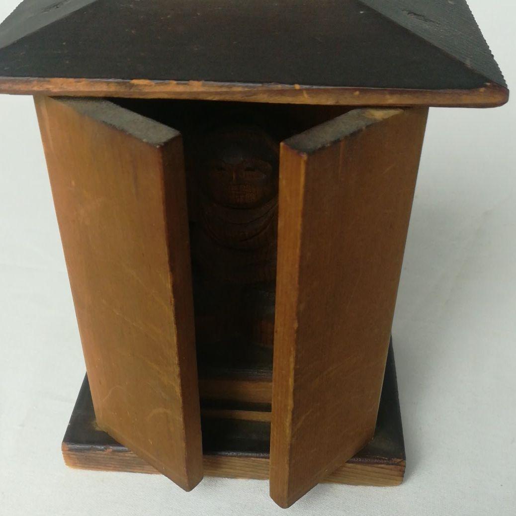 時代  仏教美術　木彫り  大黒天  厨子入  縁起物