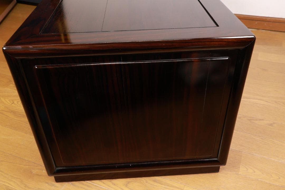 時代家具　縞黒檀　総無垢　文机　片袖　座敷机　文豪机　書斎机 BE989