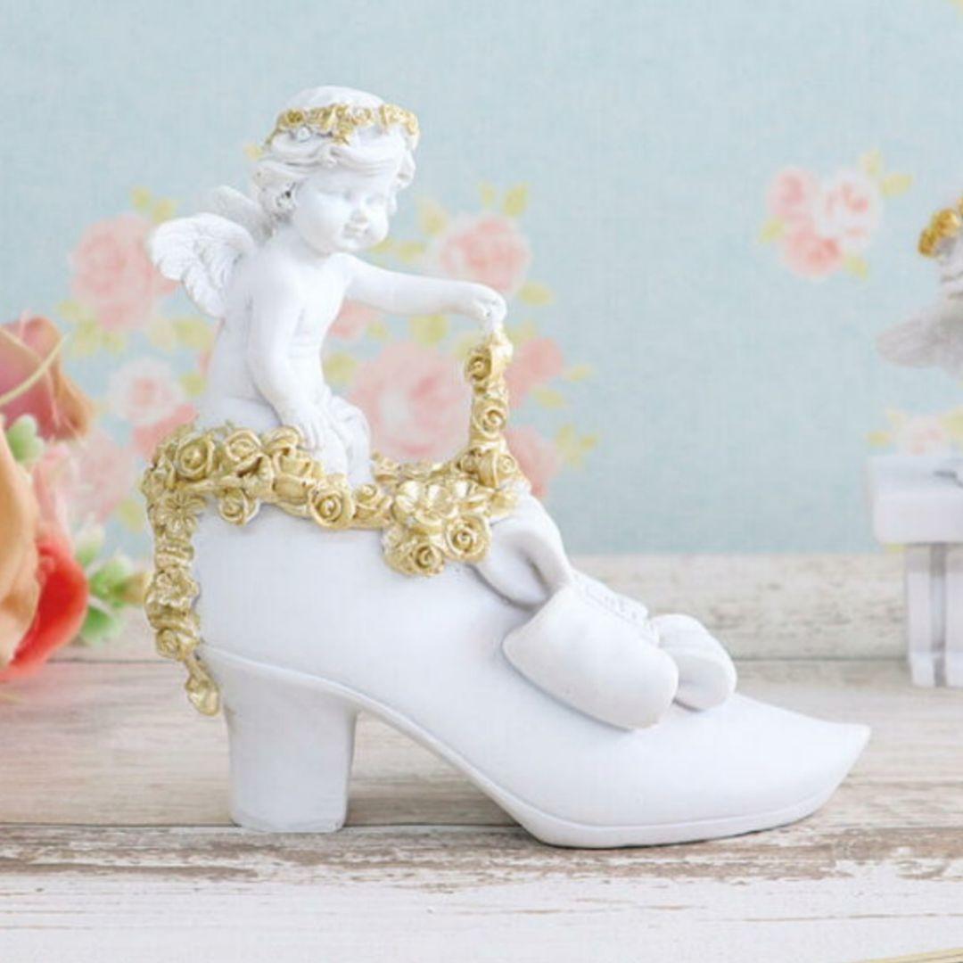 輸入雑貨　エンジェル　『薔薇の靴に乗った天使』　ゴールドローズ