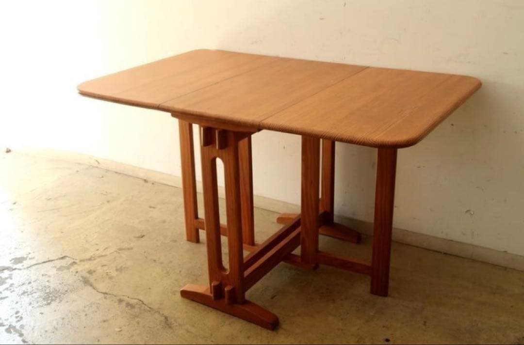 ヴィンテージ　木製　バタフライテーブル　古家具　折りたたみ　伸長　ダイニング　机