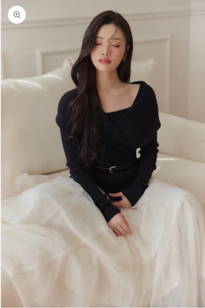 【未使用】polaura ベルトセットカシュクールオフショルダーニット