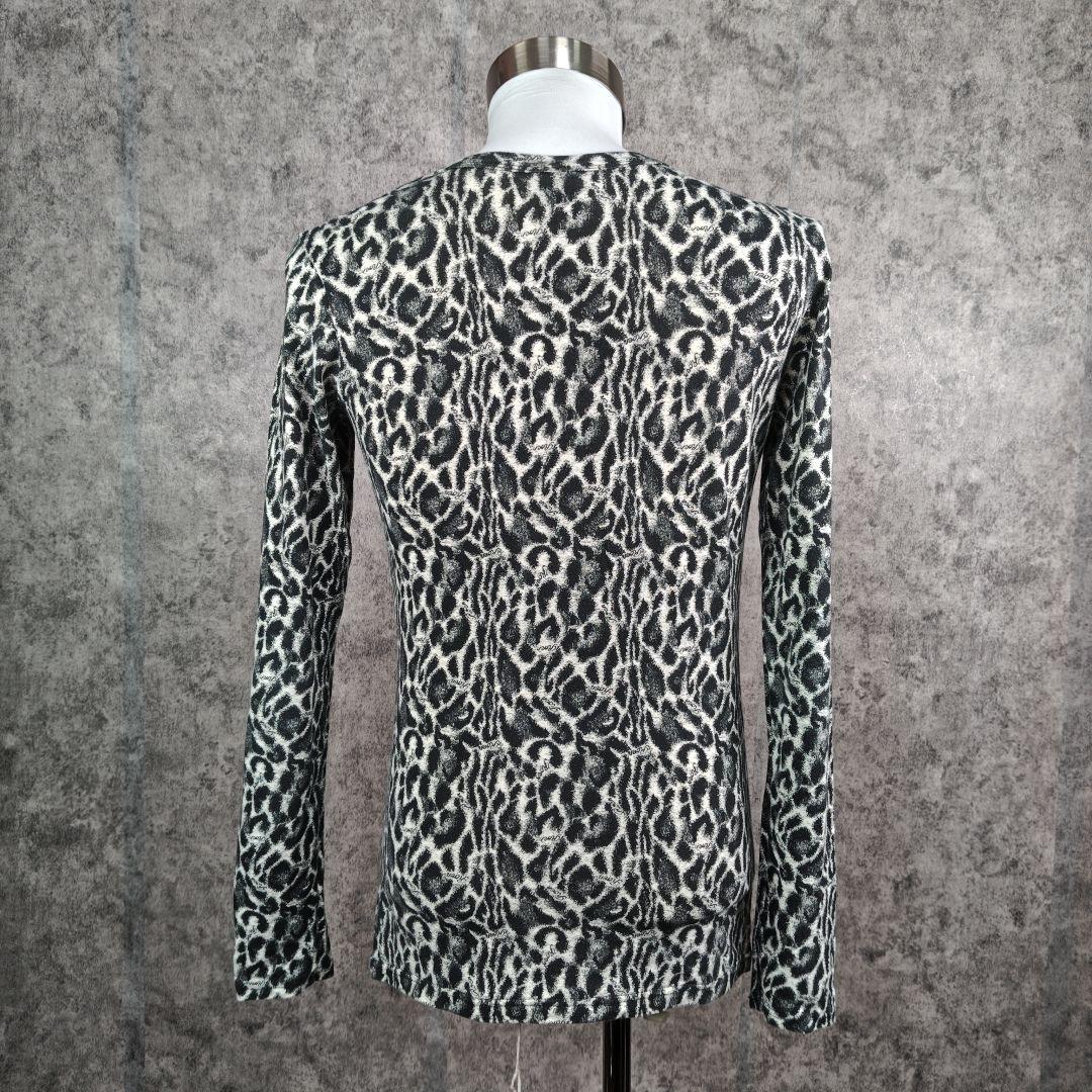 希少 ロエン Roen レオパード柄 総柄カットソー 長袖 髑髏刺繍 Sサイズ