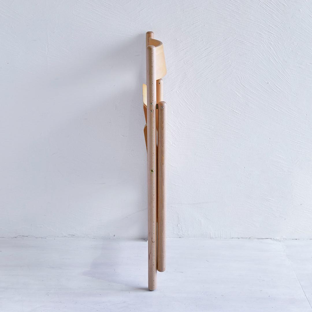 【美品】【無印良品】廃盤品イタリア製希少な木製折りたたみ椅子2脚 天然ブナ材