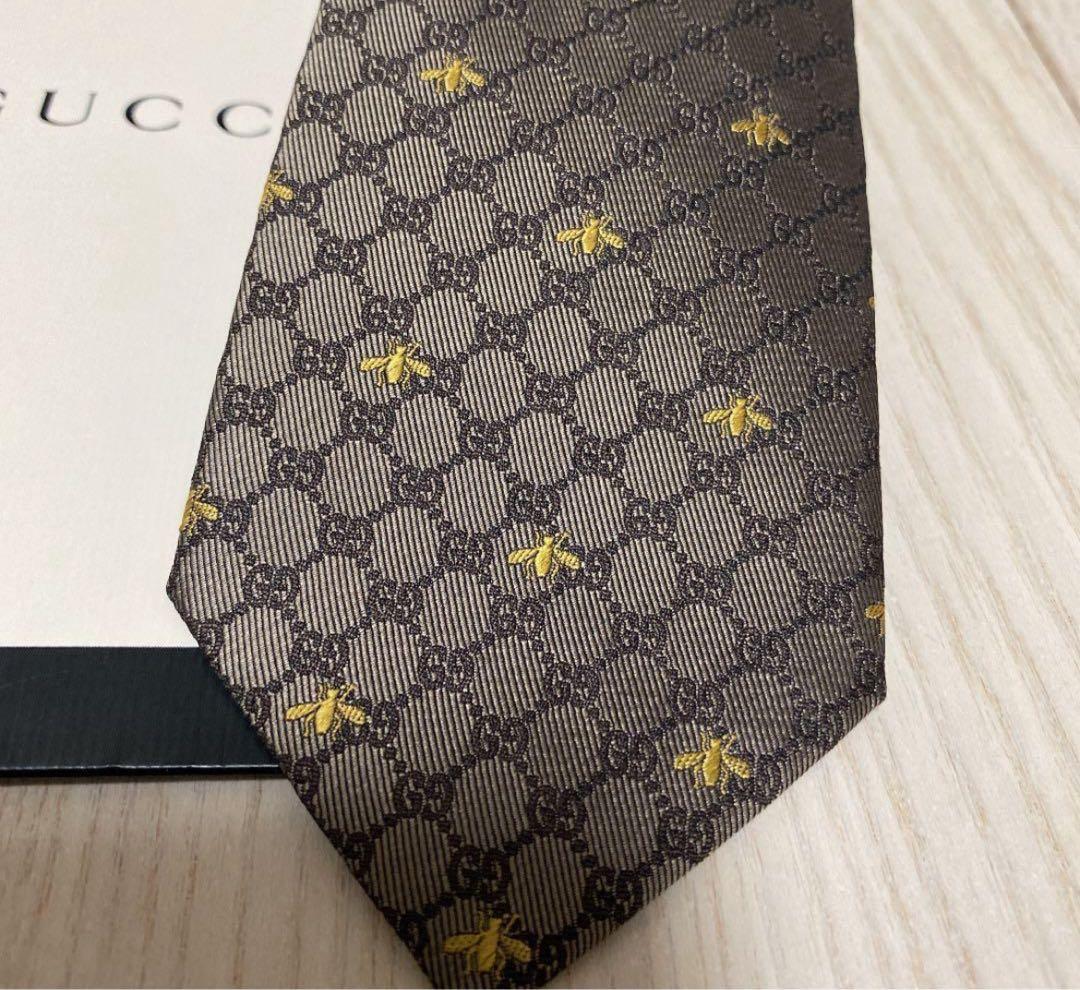 最終値下げ　GUCCI シルク ネクタイ ハチ模様