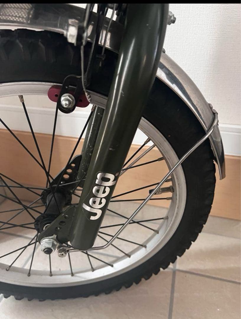 メルカリ市期間限定Jeepジープ 子供用 自転車 オリーブ 18インチ 補助輪
