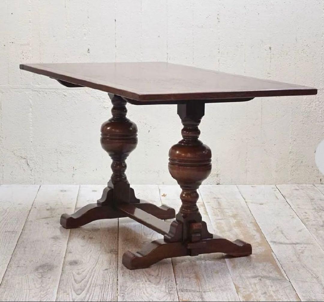 【匿名配送】イギリスアンティーク★リフェクトリーテーブル★オーク材★4人掛け