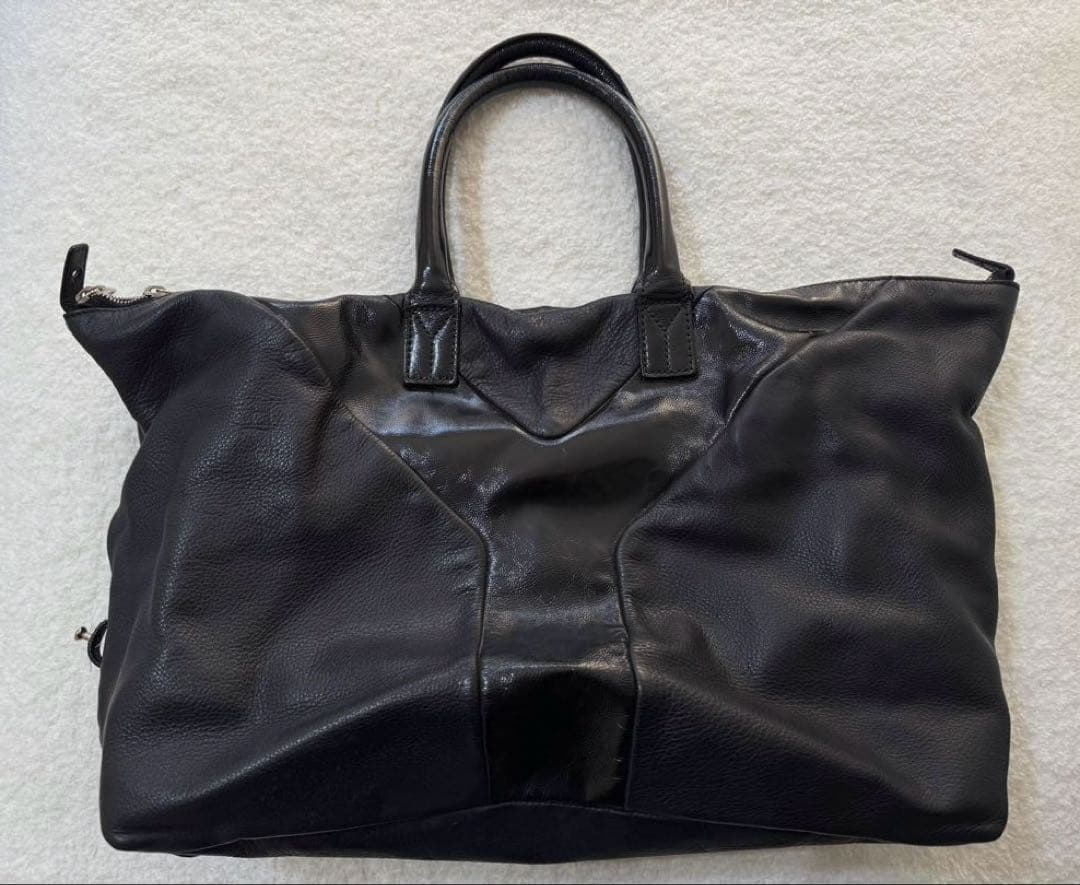 イヴサンローラン ボストンバッグ レザー× エナメル