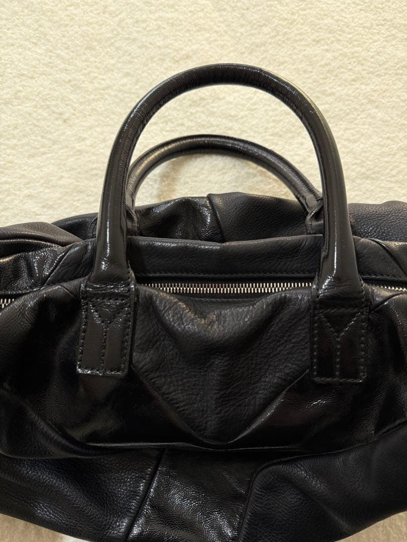 イヴサンローラン ボストンバッグ レザー× エナメル