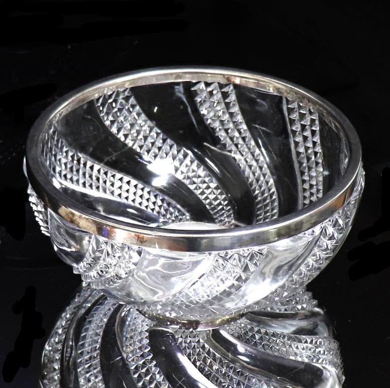 オールド・バカラ セルポンティーヌ 23cm 2.2kg 特大 銀巻鉢 ボウル