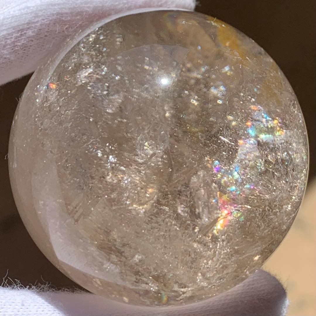 ライトスモーキークォーツ　スフィア　リモナイトイン　ブラジル産　天然石