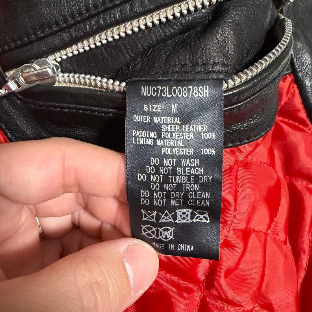 近年極美品　ナノユニバース　シングルライダースジャケット　羊革　キルティング