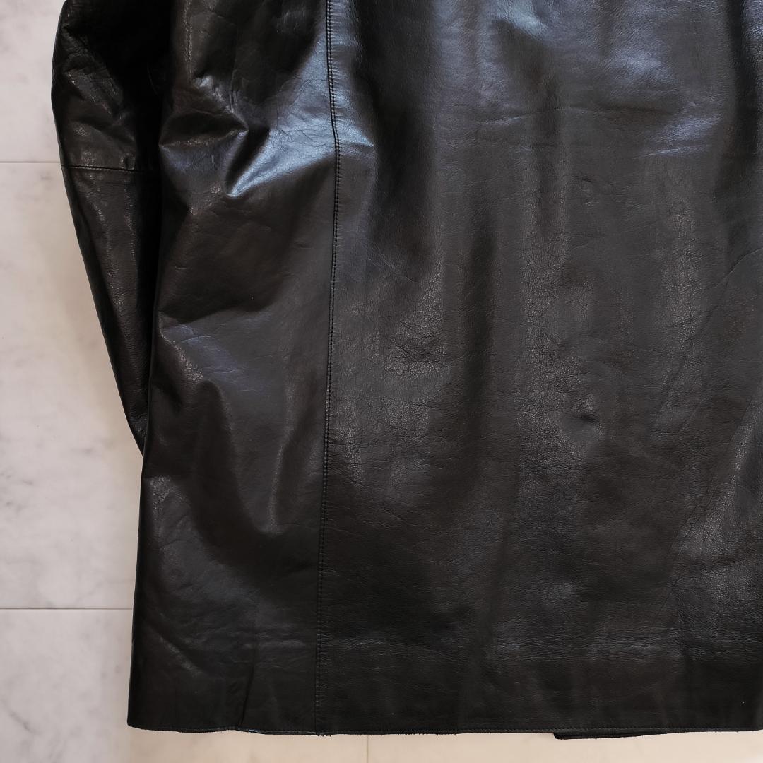 BOSS ヒューゴボス レザーカーコート 48 カーフスキン ザージャケット 黒