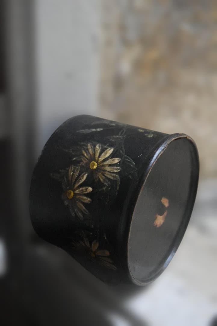 パピエマシェ　マーガレットの小物入れ　フランスアンティーク ナポレオン三世