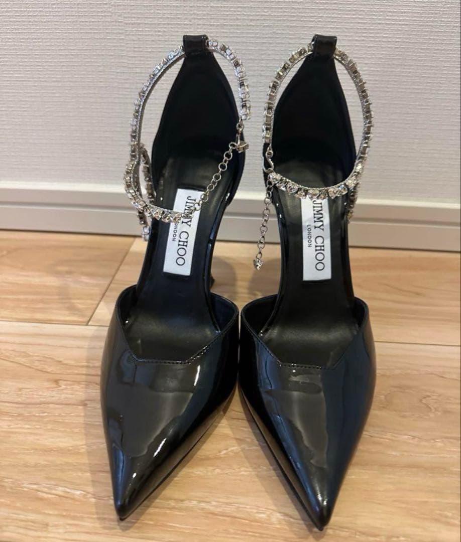 JIMMY CHOO ブラック パテントレザー・パンプス　37