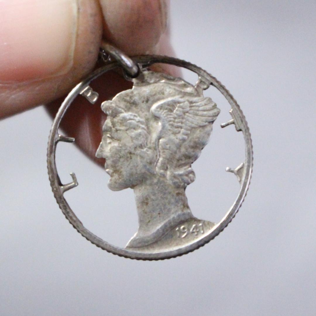 銀貨　10セント　　ネックレス　ペンダント　1941年アメリカ　ダイム