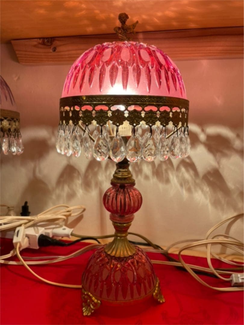 アンティーク シャンデリアスタンドライト アールデコ 天使装飾 ガラス