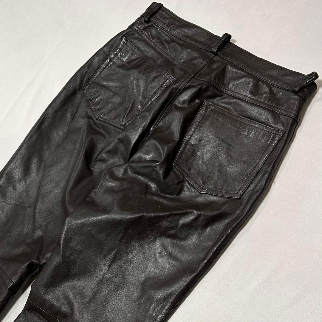 90s USA規格 ピッグスキン 豚革 レザーパンツ バギー ダークブラウン