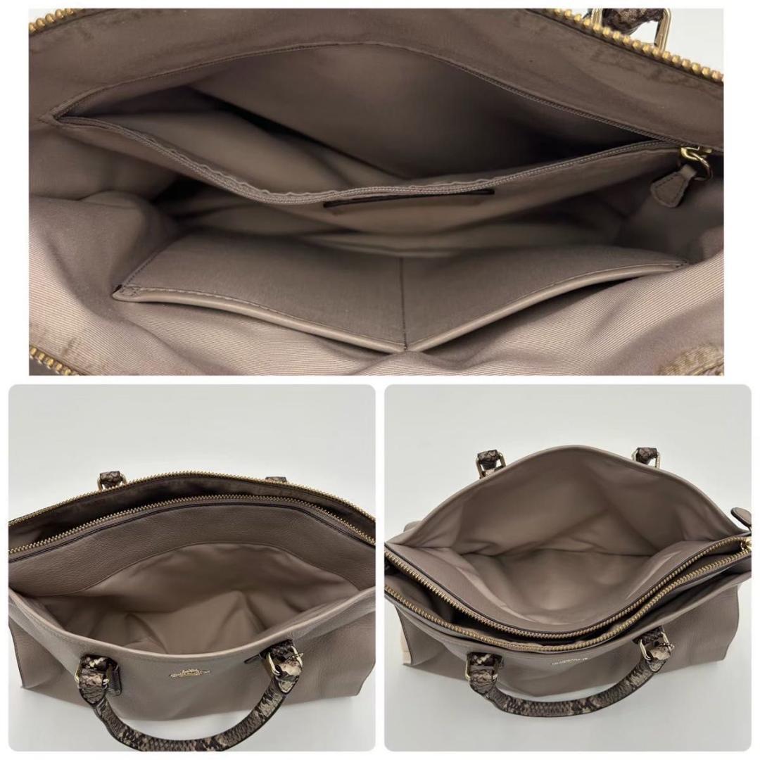 COACH コーチ トートバッグ パイソン柄 レザー ベージュ F35887