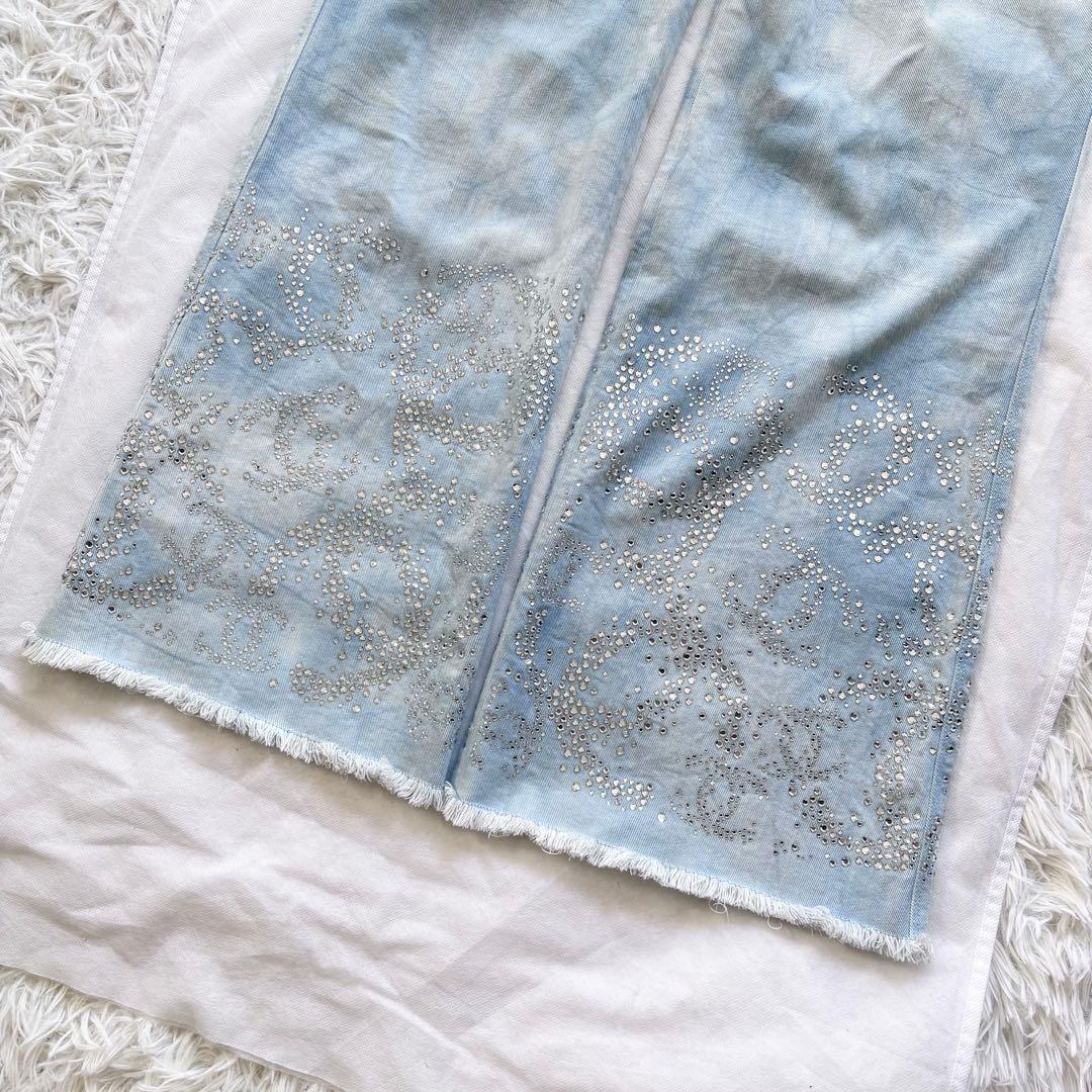 CHANEL デニムパンツ ラインストーン装飾 ココマーク グリポアボタン 40