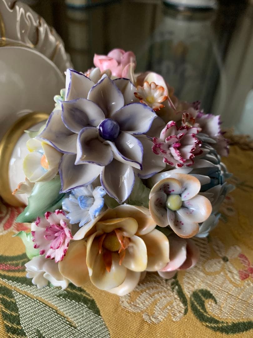 イタリア製　陶花　ビンテージ壁掛け豪華な陶花2セット美品綺麗です！